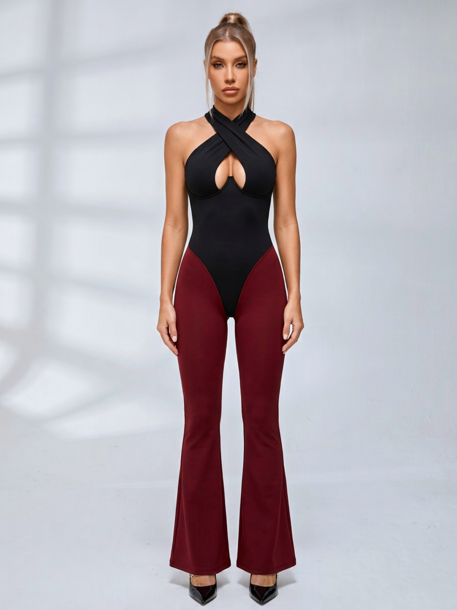 Crisscross Halter Cutout Butt Lifting Workout Jumpsuit
