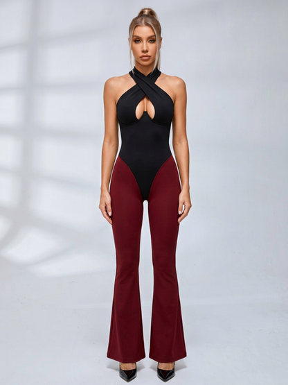 Crisscross Halter Cutout Butt Lifting Workout Jumpsuit