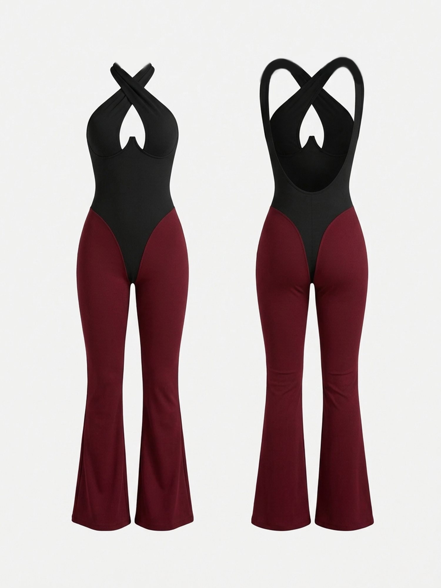 Crisscross Halter Cutout Butt Lifting Workout Jumpsuit