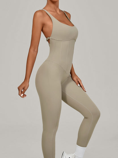 Adjustable Strap Backless Yoga Jumpsuit