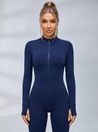 Half Zip Long Sleeve Fitness Jumpsuit