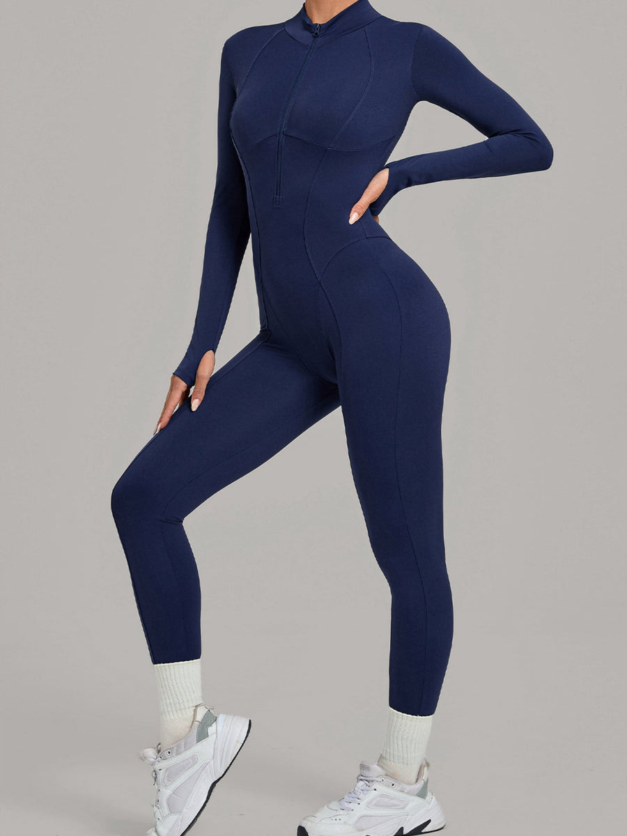 Half Zip Long Sleeve Fitness Jumpsuit