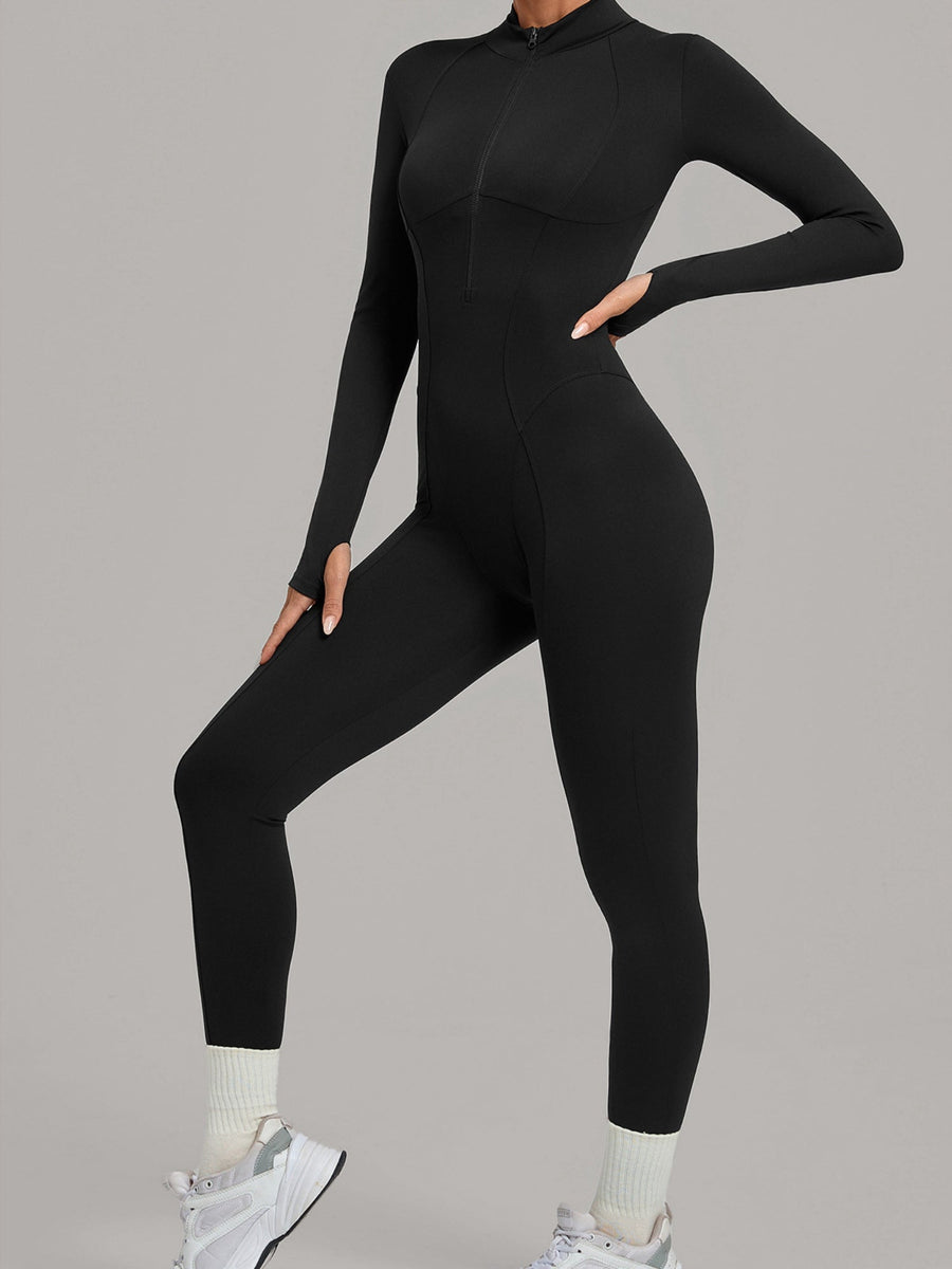 Half Zip Long Sleeve Fitness Jumpsuit