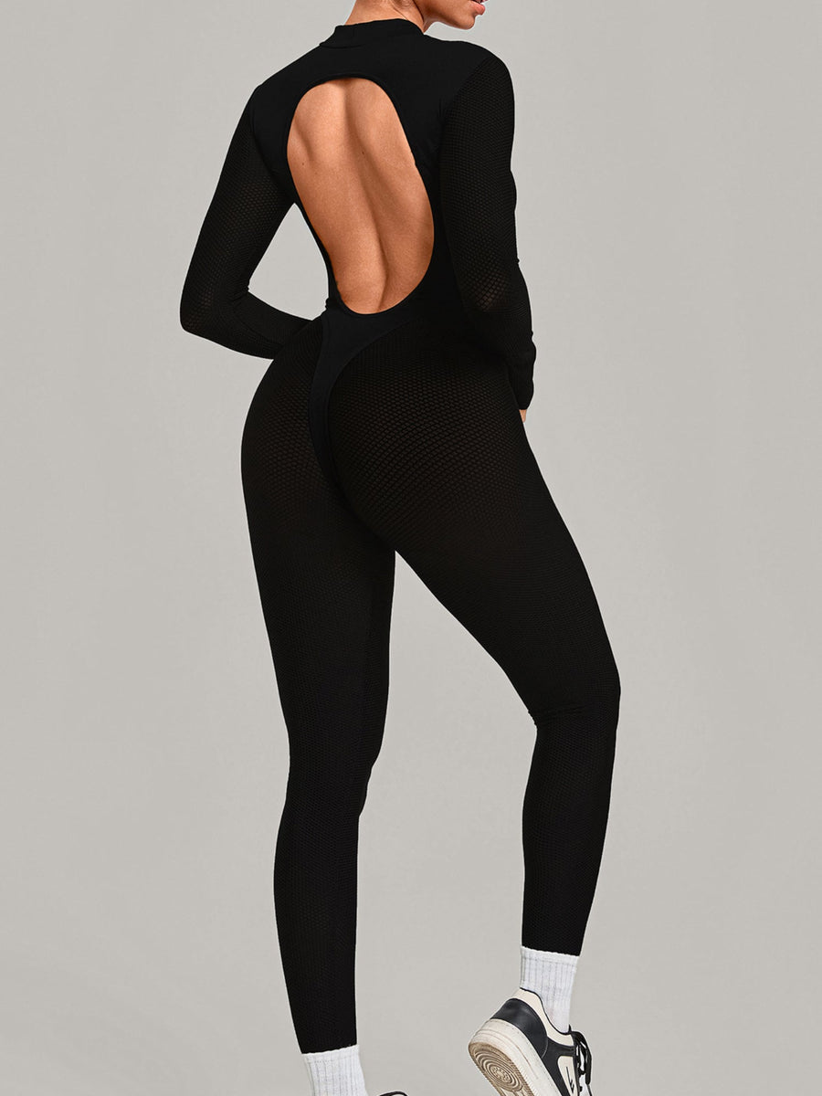 High Neck Open Back Workout Jumpsuit