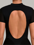Short Sleeve Open Back Workout Jumpsuit