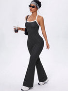 Halter Polka Dot Flared Jumpsuit