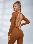 Deep V Long Sleeve Flared Jumpsuit