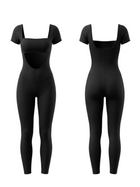 Square Neck Cutout Yoga Jumpsuit