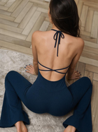 Halter Deep V Backless Flared Jumpsuit