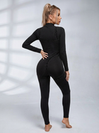 Zip Front Leopard Trim Bodycon Jumpsuit