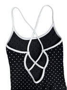 Black White Dot Criss Cross Back Activewear Jumpsuit