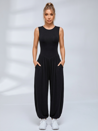 Stretchy Casual Sleeveless Long Jumpsuit