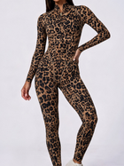 Stand Collar Leopard Gym Jumpsuit