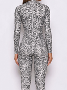 Women Grey Snake Print Zipper Jumpsuit