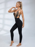 Snake Print Cutout Yoga Jumpsuit