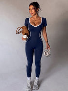 Sculpting Sweetheart Backless Jumpsuit with Contrast Trim