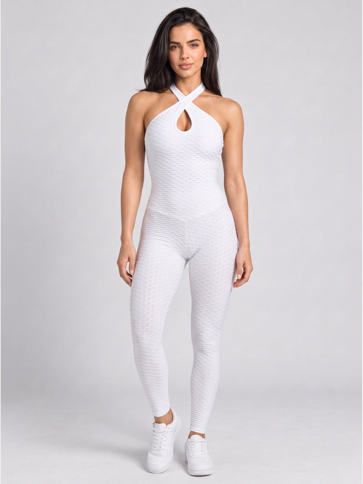 Seamless Textured Halter Jumpsuit