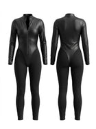 Faux Leather Panel Zip-Front Jumpsuit
