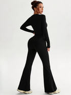 Bodycon Flared Jumpsuit with Contrast Piping