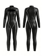 Sleek Reflective Piping Faux Leather Jumpsuit