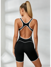Contrast Color Stripes Backless Romper