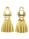 Geripptes Neckholder-Tenniskleid mit Cut-out