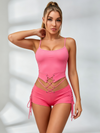 Lace-Up Corset Cami & Fringe Short Romper