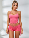 Lace-Up Corset Cami & Fringe Short Romper