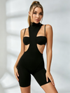 High‑Neck Cutout Compression Romper
