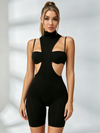 High‑Neck Cutout Compression Romper