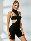 High‑Neck Cutout Compression Romper