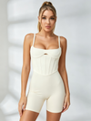 Corset‑Stitch Cutout Adjustable‑Strap Compression Romper
