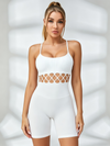 Ribbed Camisole Lattice-Cutout Compression Romper