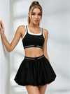 Color-Block Crop Top & Bubble Tennis Skirt Set