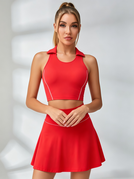 Contrast Collar Racerback Tennis Set