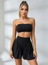Strapless Tube Top & High‑Waisted Flowy Skort Set