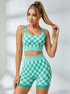 Checkered Ribbed Workout Short Set