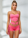 Lace-Up Waist & Fringe Hem Two-Piece Set