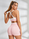 Pink Gingham Crisscross-Back Active Set