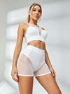 Sheer Mesh‑Cutout Racerback Two‑Piece Set