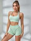 Piping Halter Bandeau Mint Biker Short Set