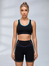 Contrast Cutout Back Sports Bra Short Set