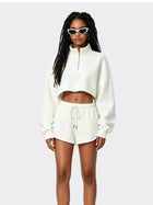 Cropped Half Zip Sweatshirt & Shorts Set