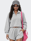 Cropped Half Zip Sweatshirt & Shorts Set