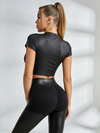 Wrap Faux-Leather Crop Top & Corset Waist Leggings Set