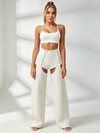 Cross-Back Sports Bra & Layered Cutout Pants Set