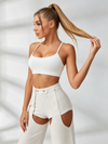 Cross-Back Sports Bra & Layered Cutout Pants Set