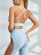 Light‑Blue Mesh‑Cutout Flared Active Set