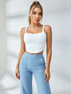 Square‑Neck Corset‑Stitch Crop Top & Pocketed Wide‑Leg Pants Set