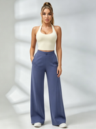 Halter‑Neck Crop Top & High‑Waisted Pocketed Wide‑Leg Pants Set